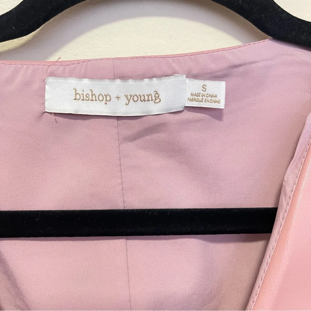Anthropologie Bishop + Young  SOFT Faux Leather Pink Sleeveless Top Sz Small NWT - Picture 5 of 7